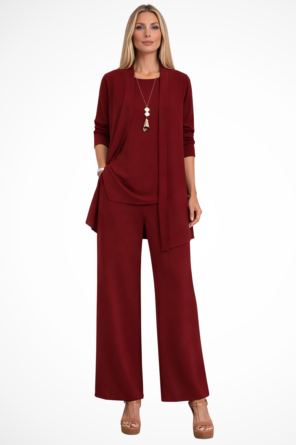 Women Elegant and Formal 3 Piece Set – Refined Occasion Style – Brown – XL