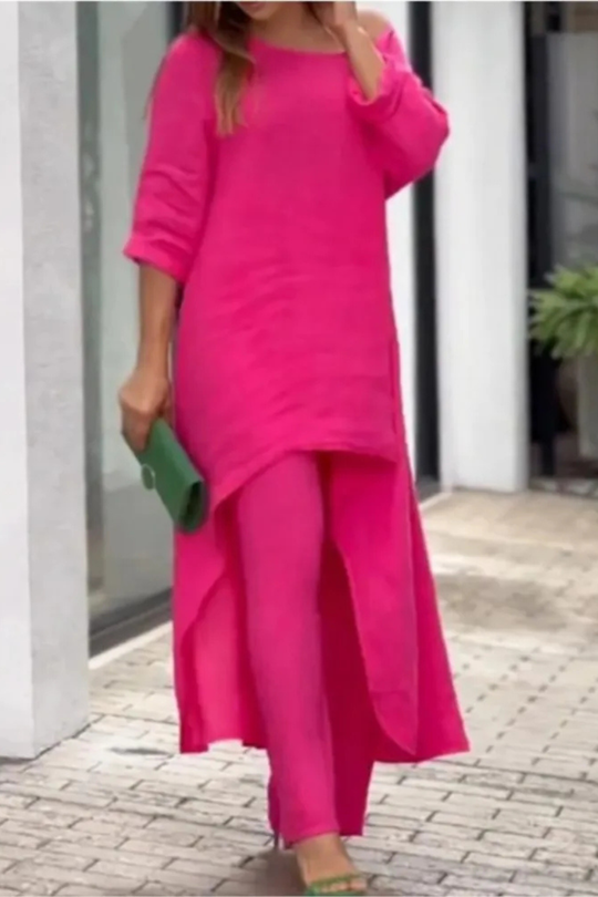 Women Elegant and Formal 2 Piece Set – Refined Occasion Style – Rose Red – L