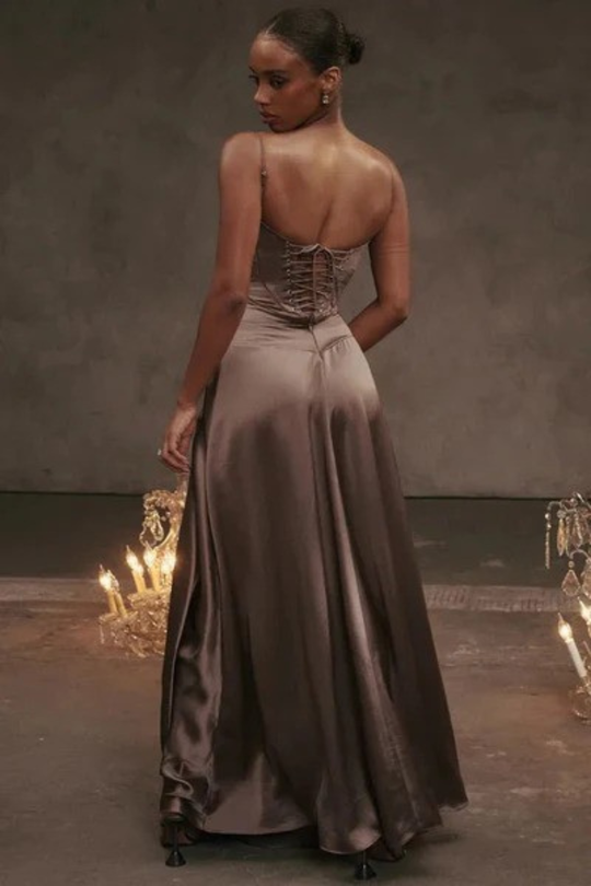 Women Satin Corset Wedding-Guest Maxi Dress – Modern Everyday Look