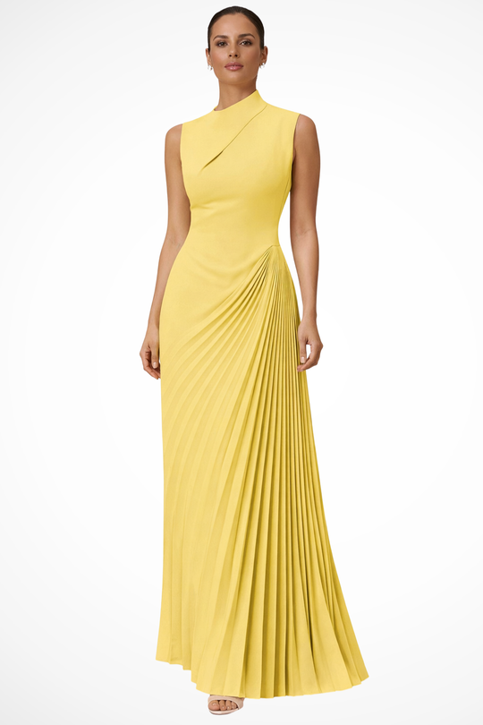 Women One-Shoulder Pleated Wedding-Guest Race Day Maxi Dress – Modern Everyday Look – Black – XL