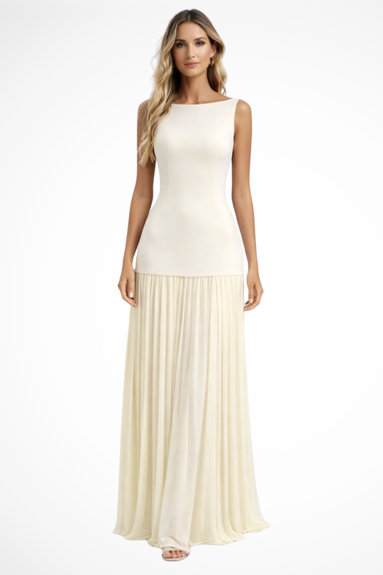 Women Elegant Pleated Formal Maxi Dress – Refined Occasion Style – Pink – XS