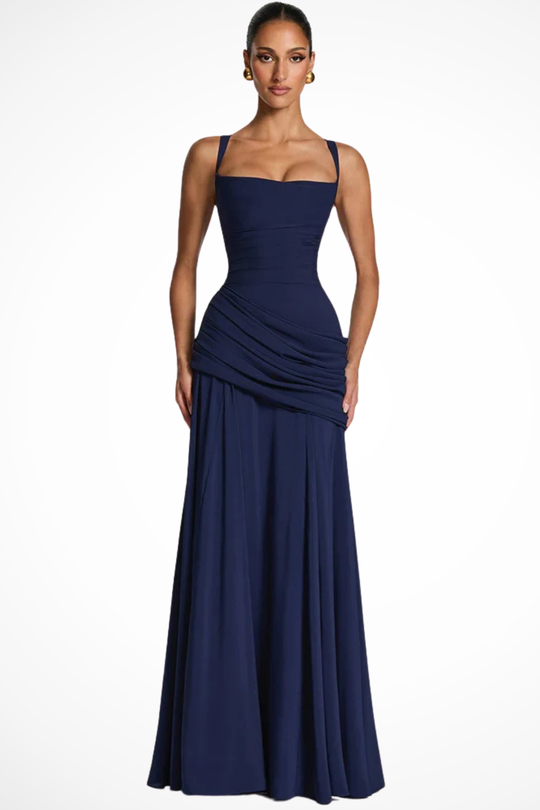 Women Square Neck Race Day Wedding-Guest Maxi Dress – Modern Everyday Look – Yellow – L