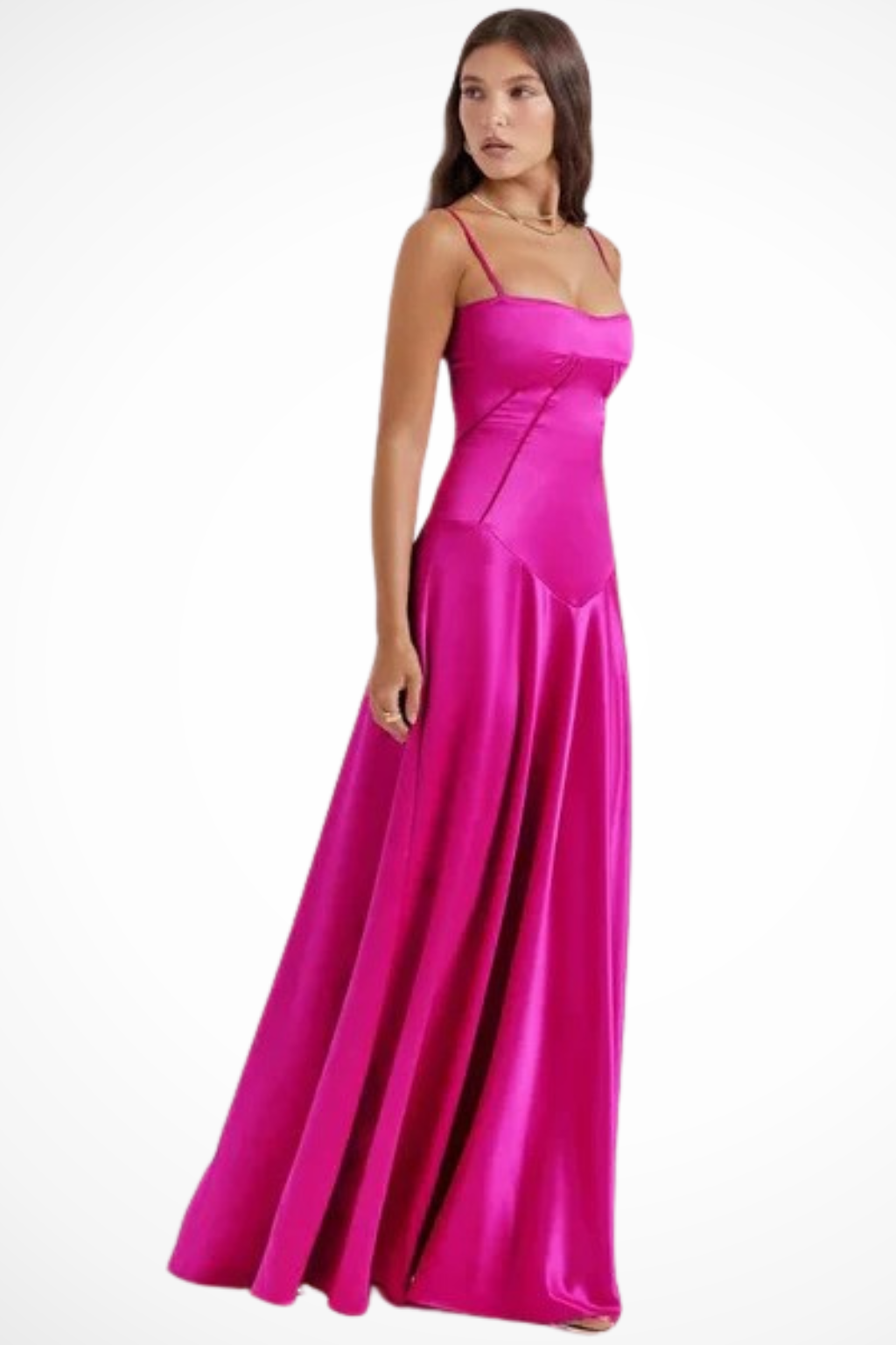 Women Satin Corset Wedding-Guest Maxi Dress – Modern Everyday Look – Ivory – L