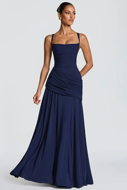 Women Square Neck Race Day Wedding-Guest Maxi Dress – Modern Everyday Look – Yellow – XL