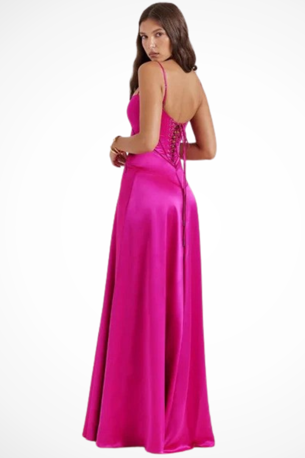Women Satin Corset Wedding-Guest Maxi Dress – Modern Everyday Look – Ivory – XL