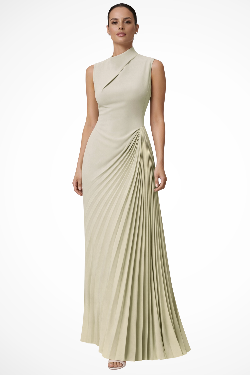 Women One-Shoulder Pleated Wedding-Guest Race Day Maxi Dress – Modern Everyday Look – Pink – M