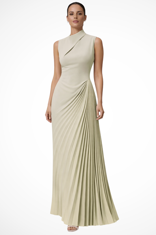 Women One-Shoulder Pleated Wedding-Guest Race Day Maxi Dress – Modern Everyday Look – Pink – M