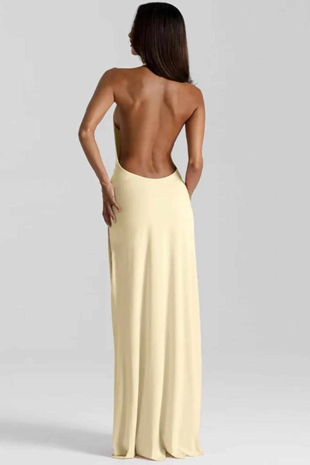 Women Sleeveless Halter Draped Backless Wedding-Guest Maxi Dress – Modern Everyday Look – Pink – M