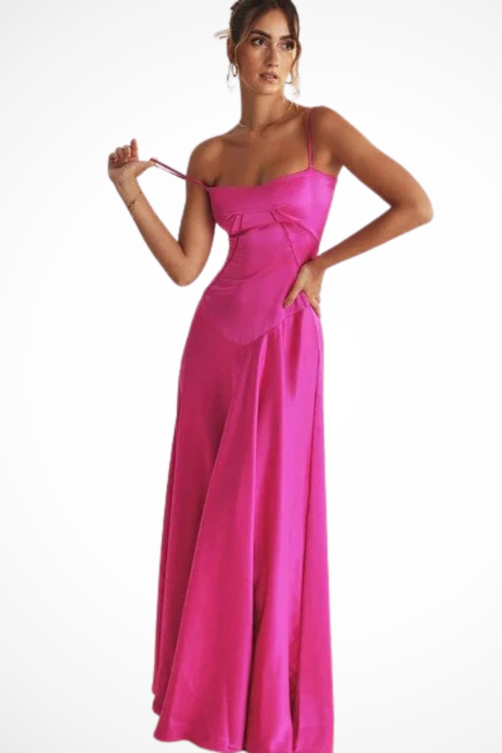 Women Satin Corset Wedding-Guest Maxi Dress – Modern Everyday Look – Pink – XS