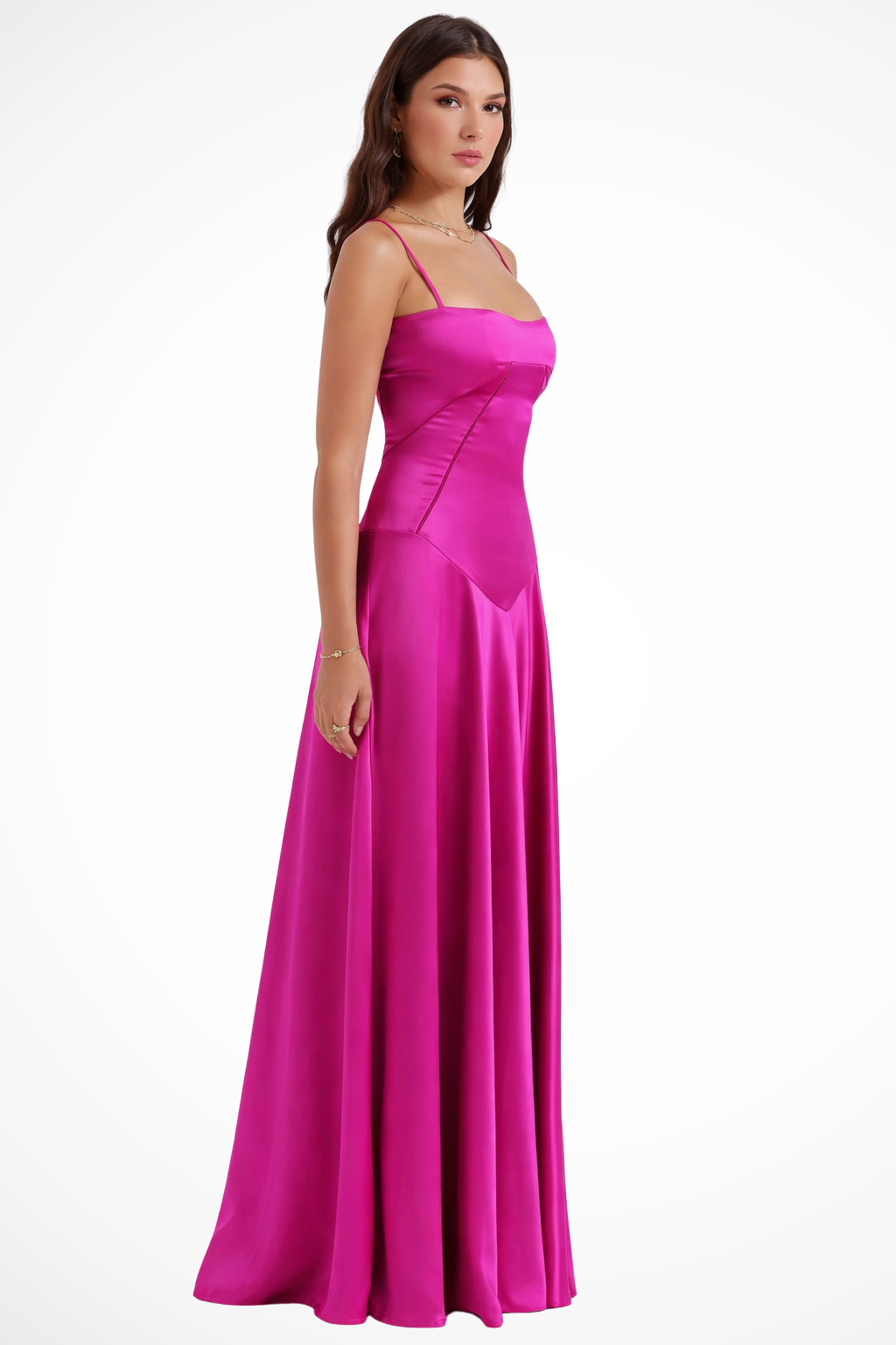 Women Satin Corset Wedding-Guest Maxi Dress – Modern Everyday Look – Ivory – XS
