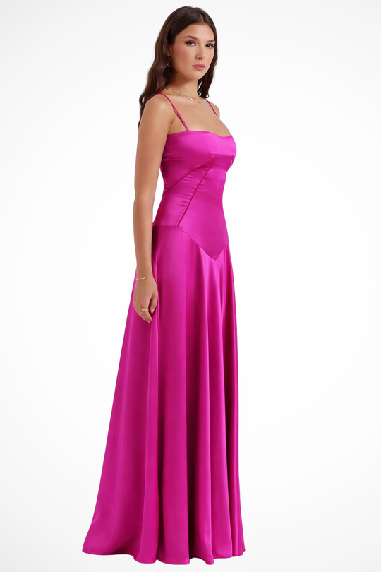 Women Satin Corset Wedding-Guest Maxi Dress – Modern Everyday Look – Ivory – XS