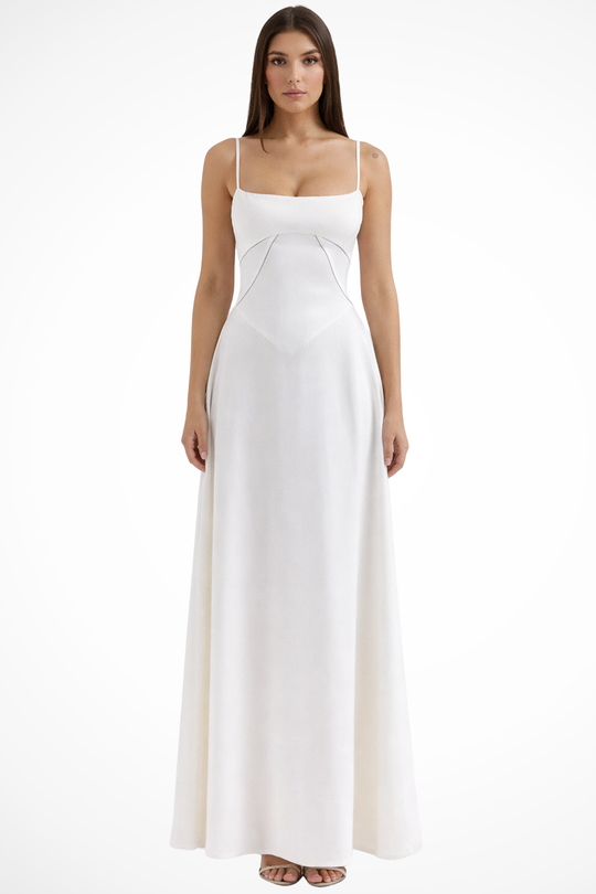 Women Satin Corset Wedding-Guest Maxi Dress – Modern Everyday Look – Purple – XL