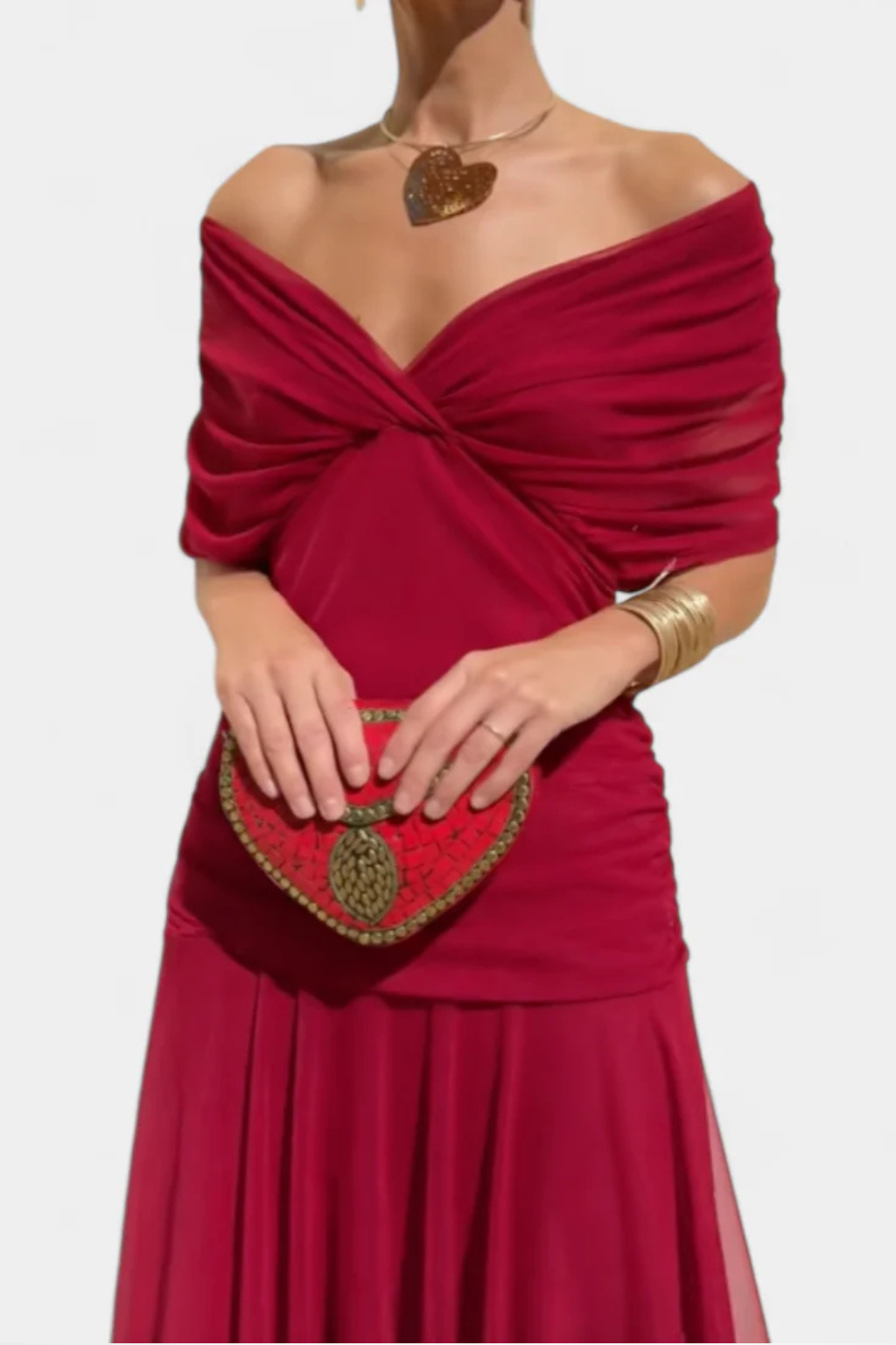 Women Elegant Off-shoulder Pleated Summer Dress – Refined Occasion Style – Brown – 2XL