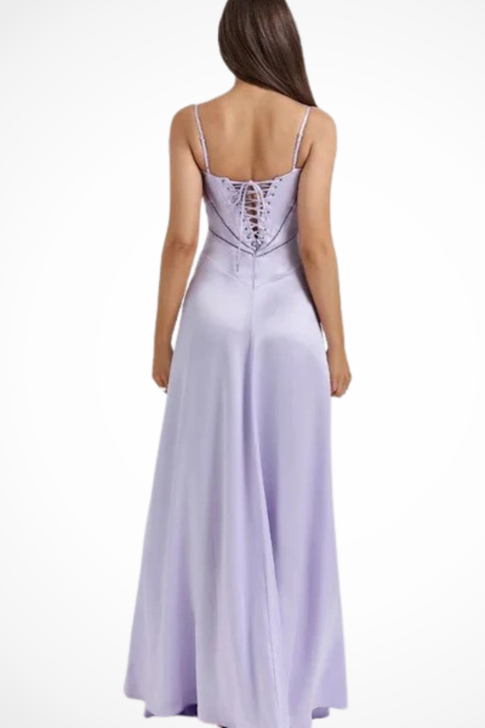 Women Satin Corset Wedding-Guest Maxi Dress – Modern Everyday Look – Black – XL