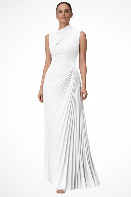 Women One-Shoulder Pleated Wedding-Guest Race Day Maxi Dress – Modern Everyday Look – Pink – XS
