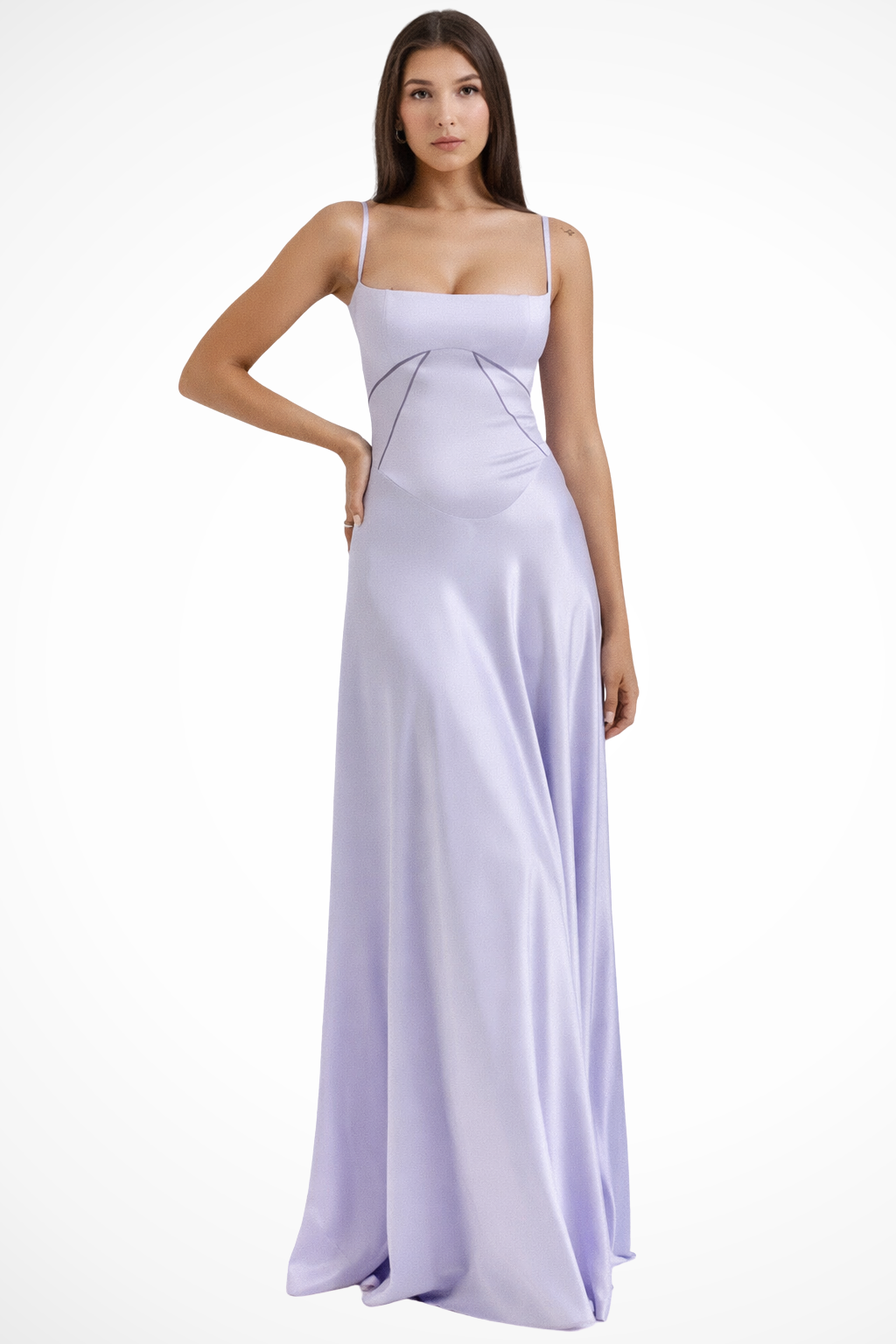 Women Satin Corset Wedding-Guest Maxi Dress – Modern Everyday Look – Black – M