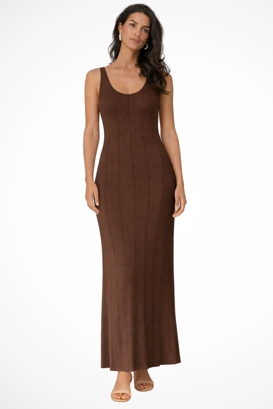 Women Sleeveless Knit Maxi Summer Wedding-Guest Dress – Modern Everyday Look – Black – M