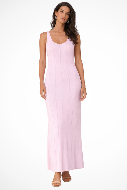 Women Sleeveless Knit Maxi Summer Wedding-Guest Dress – Modern Everyday Look – Black – XL