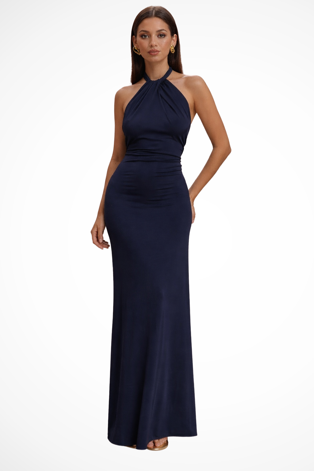 Women Halter Neck Twisted Knot Open Back Bodycon Wedding-Guest Maxi Dress – Modern Everyday Look – Mint Green – 2XL