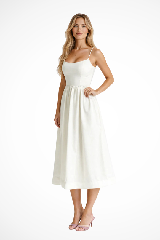 Women Ascot Style a Line Wedding-Guest Midi Dress – Modern Everyday Look – Light Blue – 2XL