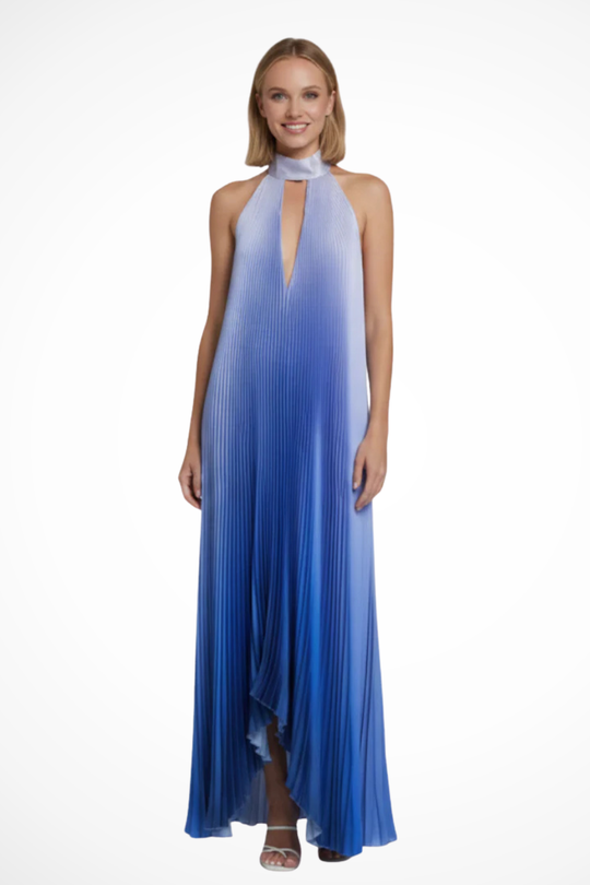 Women Printed Pleated Halter Neck Wedding-Guest Maxi Dress – Modern Everyday Look – Green – XL