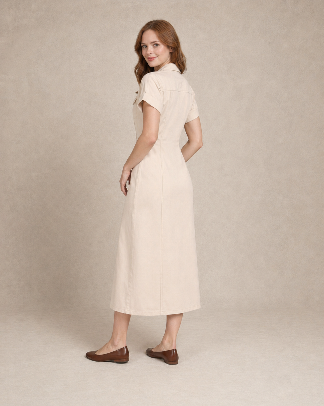 Juniper | Women Button Front Denim Maxi Dress with Lapel Collar