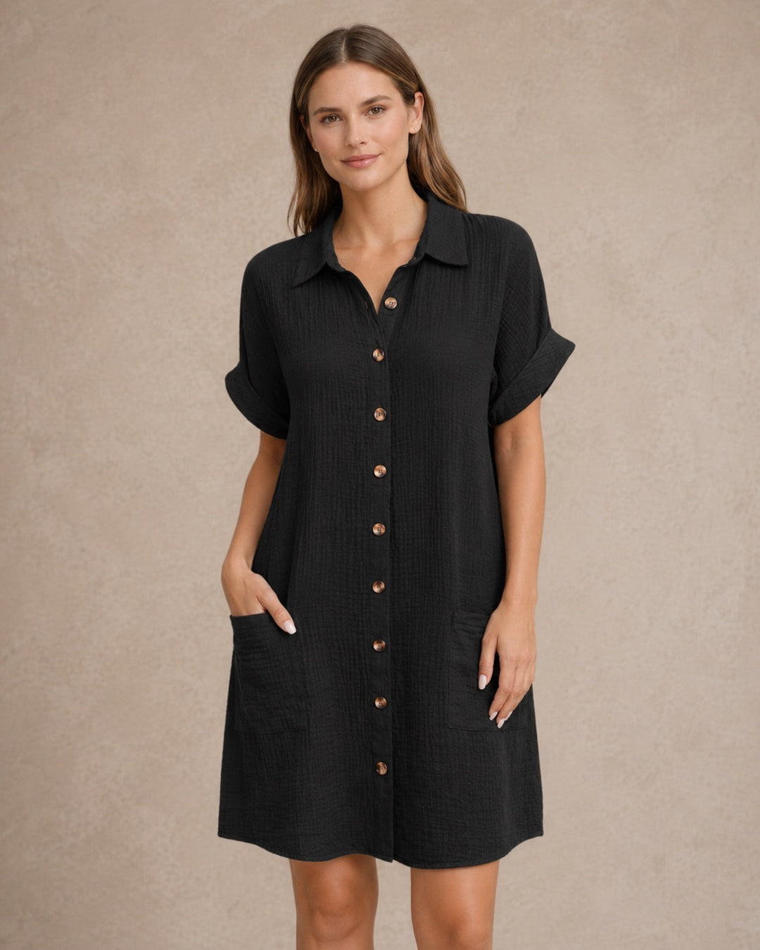 Maren | Women Button Front Short-Sleeve Summer Beach Dress