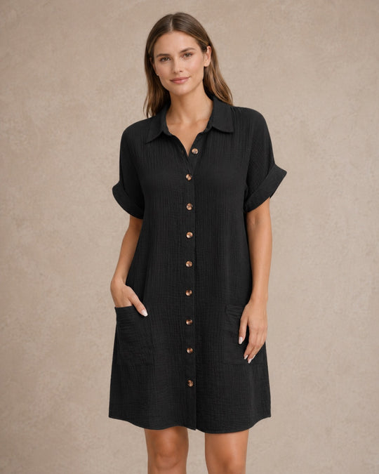 Maren | Women Button Front Short-Sleeve Summer Beach Dress
