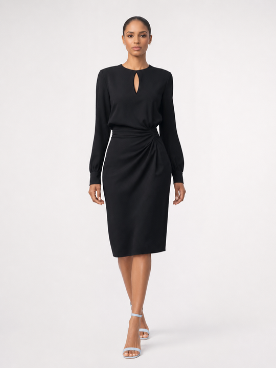 Caliora | Women Long-Sleeve Formal Midi Dress