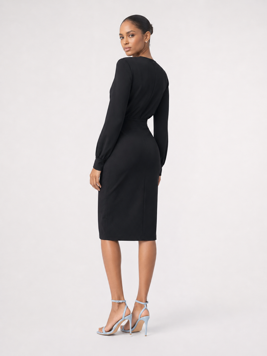 Caliora | Women Long-Sleeve Formal Midi Dress