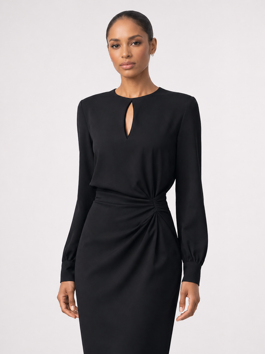 Caliora | Women Long-Sleeve Formal Midi Dress