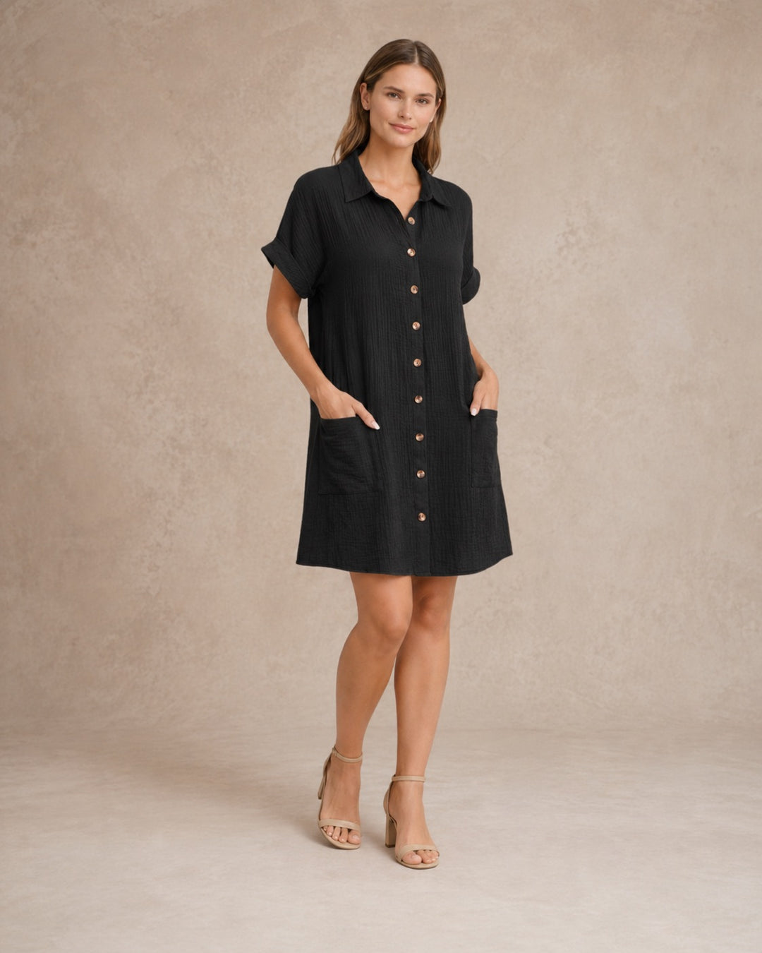 Maren | Women Button Front Short-Sleeve Summer Beach Dress
