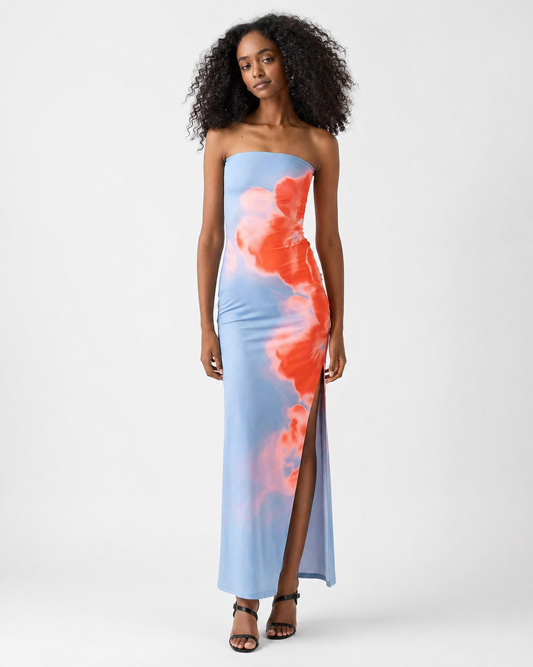 ladies strapless beach dresses Tropical Tiered Strapless Maxi Dress