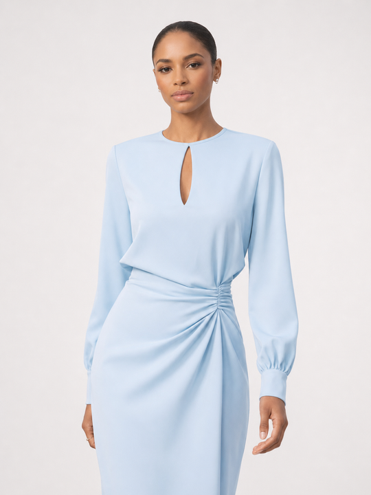 Caliora | Women Long-Sleeve Formal Midi Dress