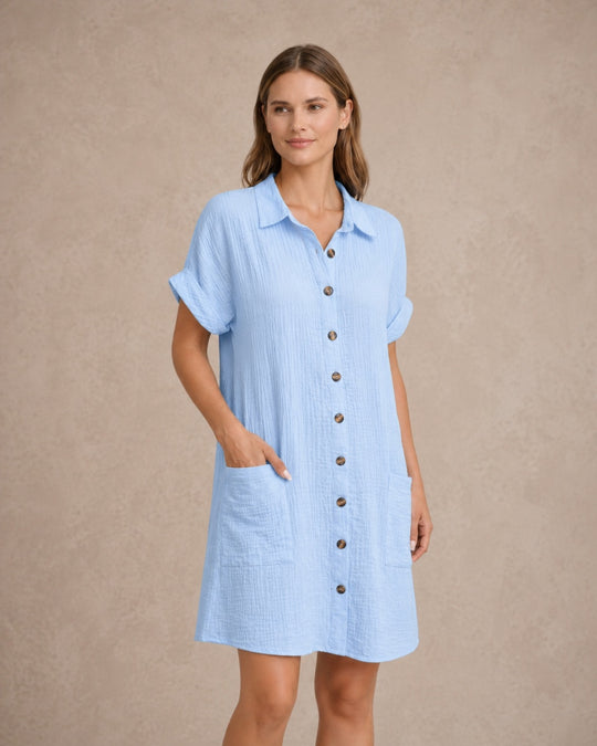 Maren | Women Button Front Short-Sleeve Summer Beach Dress