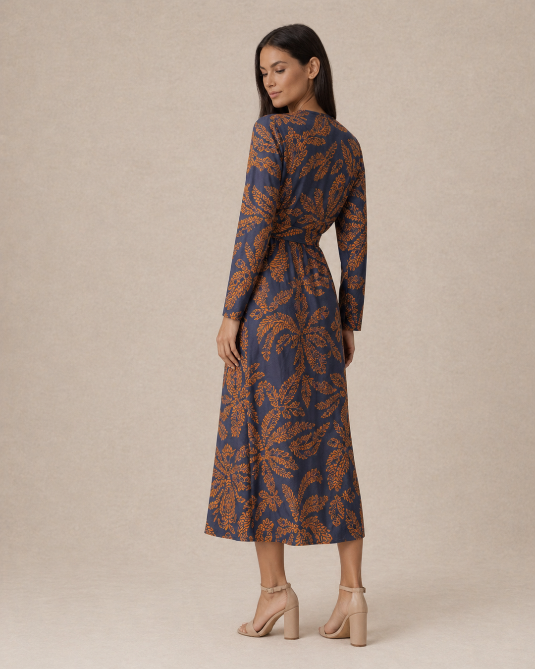 Aria | Women Wedding-Guest Tie Waist Maxi Dress with Long-Sleeves