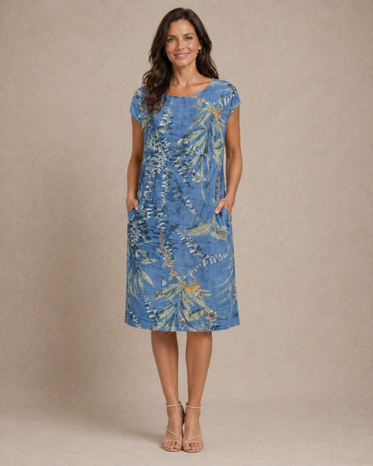 Ivy | Women Casual Relaxed Fit Summer Dress with Botanical Print