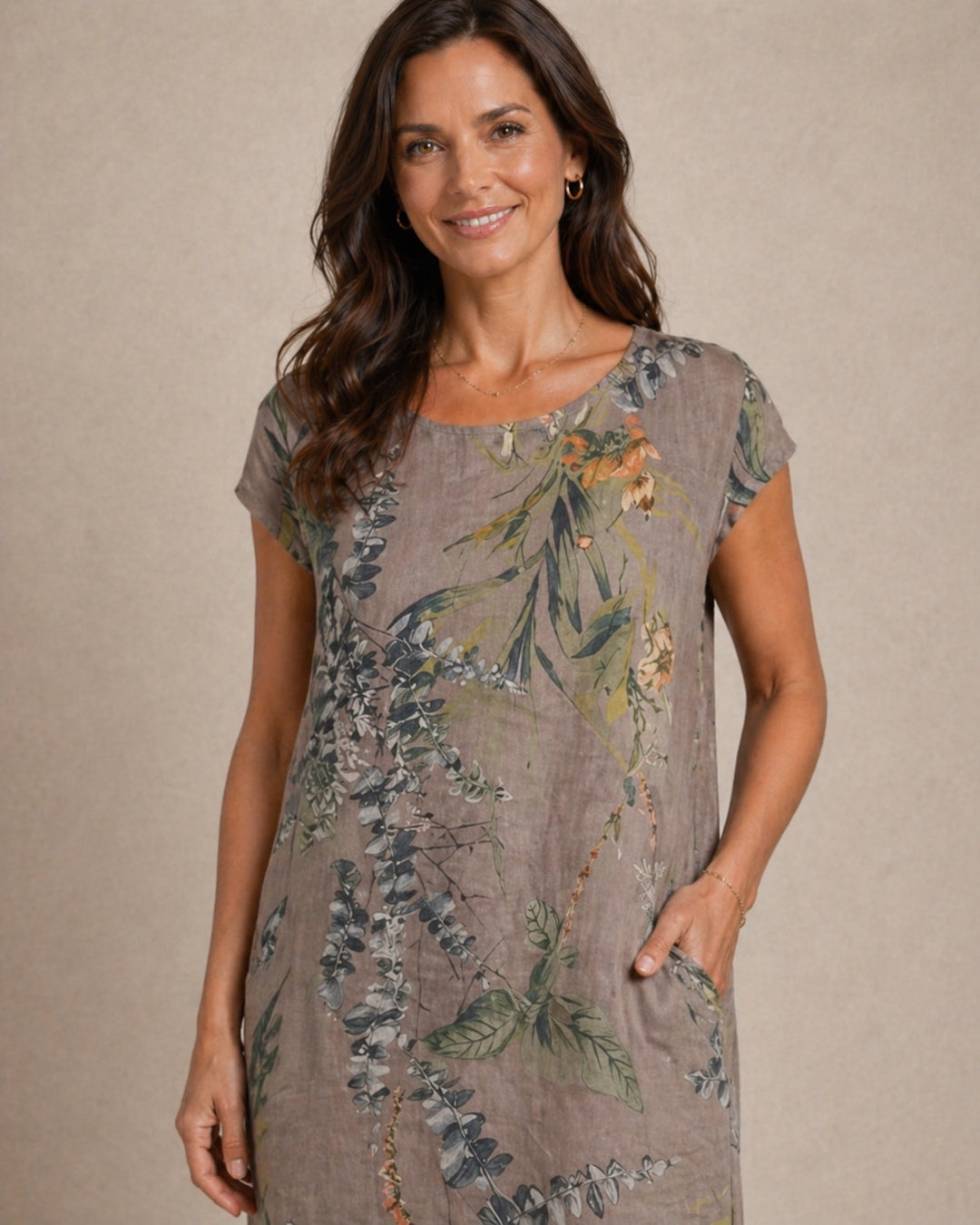 Ivy | Women Casual Relaxed Fit Summer Dress with Botanical Print