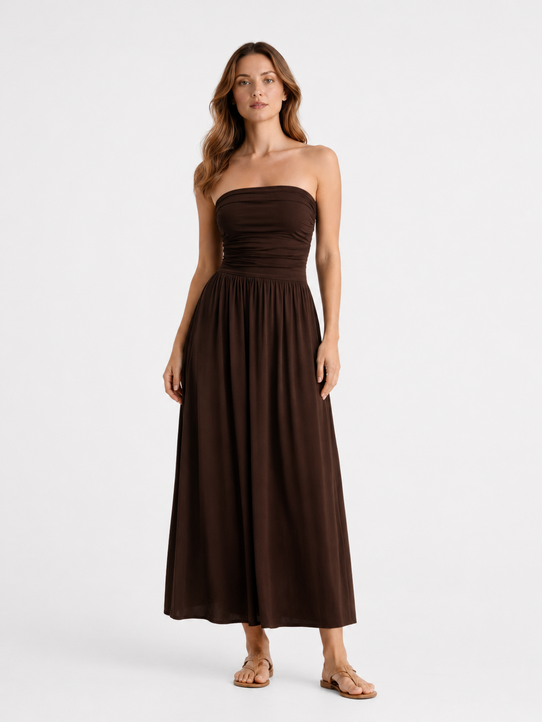 Isabella | Women Strapless Pleated Maxi Summer Dress