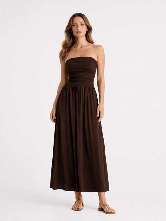Isabella | Women Strapless Pleated Maxi Summer Dress