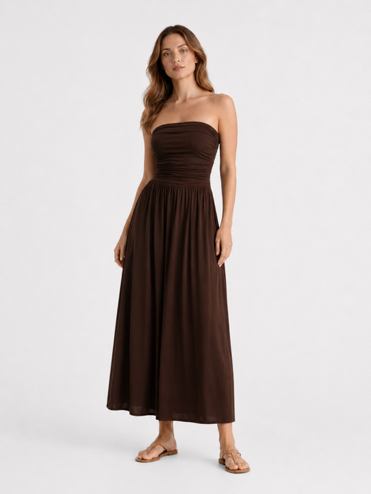 Isabella | Women Strapless Pleated Maxi Summer Dress