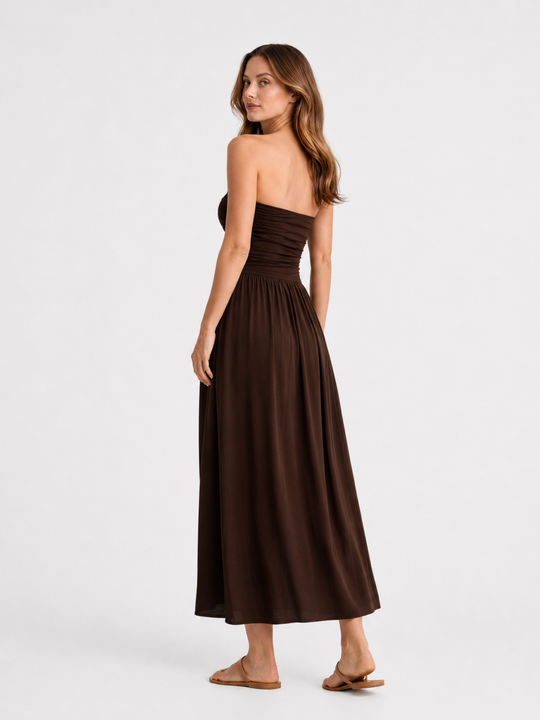 Isabella | Women Strapless Pleated Maxi Summer Dress
