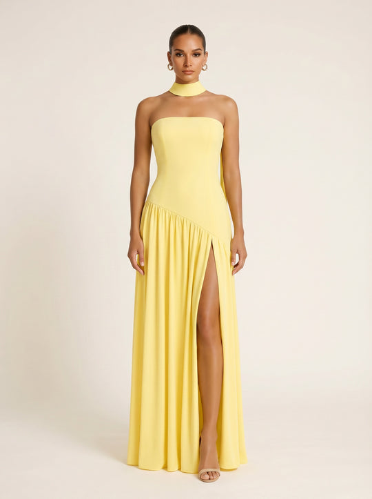 Yara | Women Strapless Maxi Dress with Side Slit