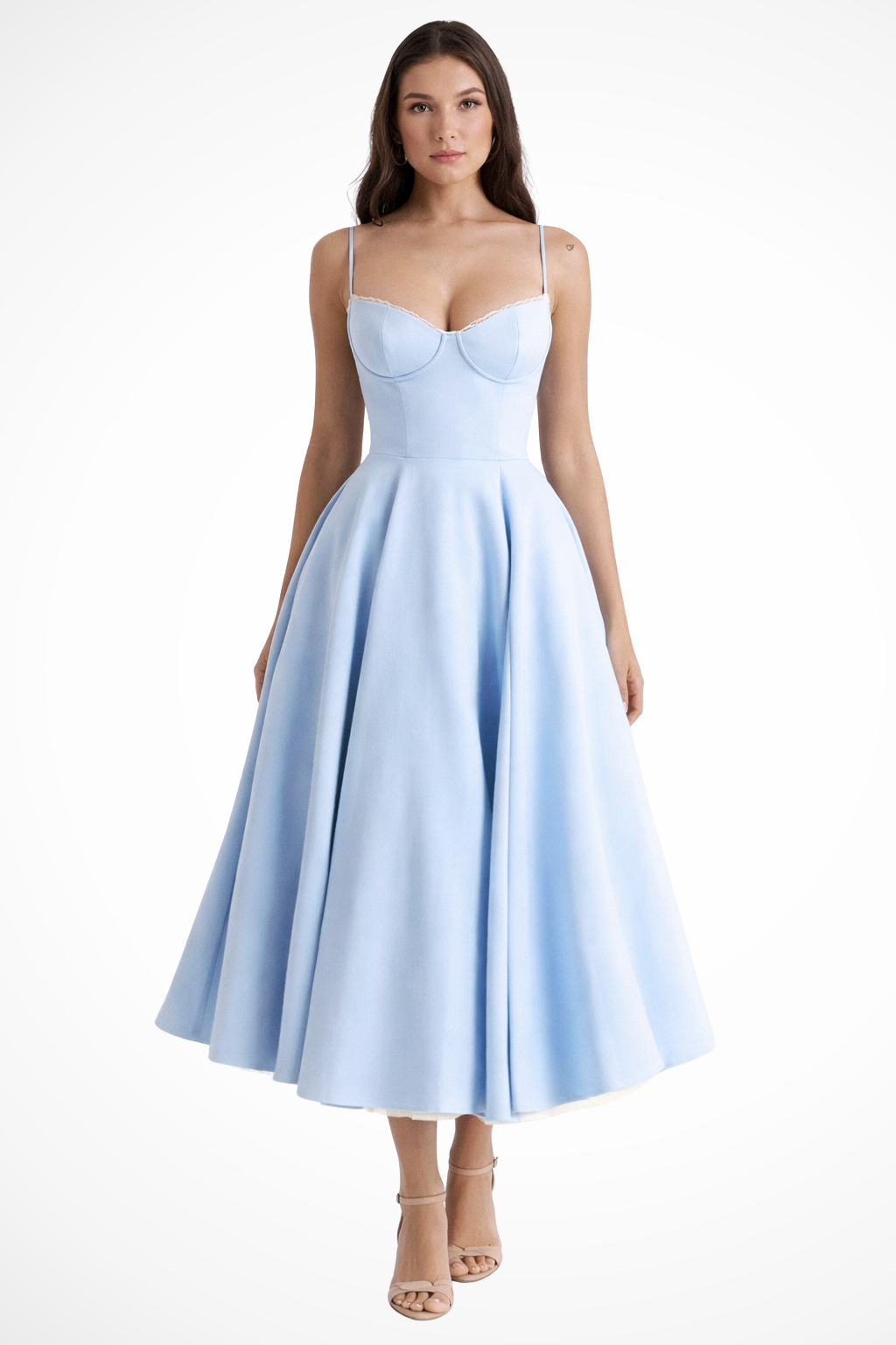 Women Corset Wedding-Guest Midi Dress – Modern Everyday Look – Forest Green – S
