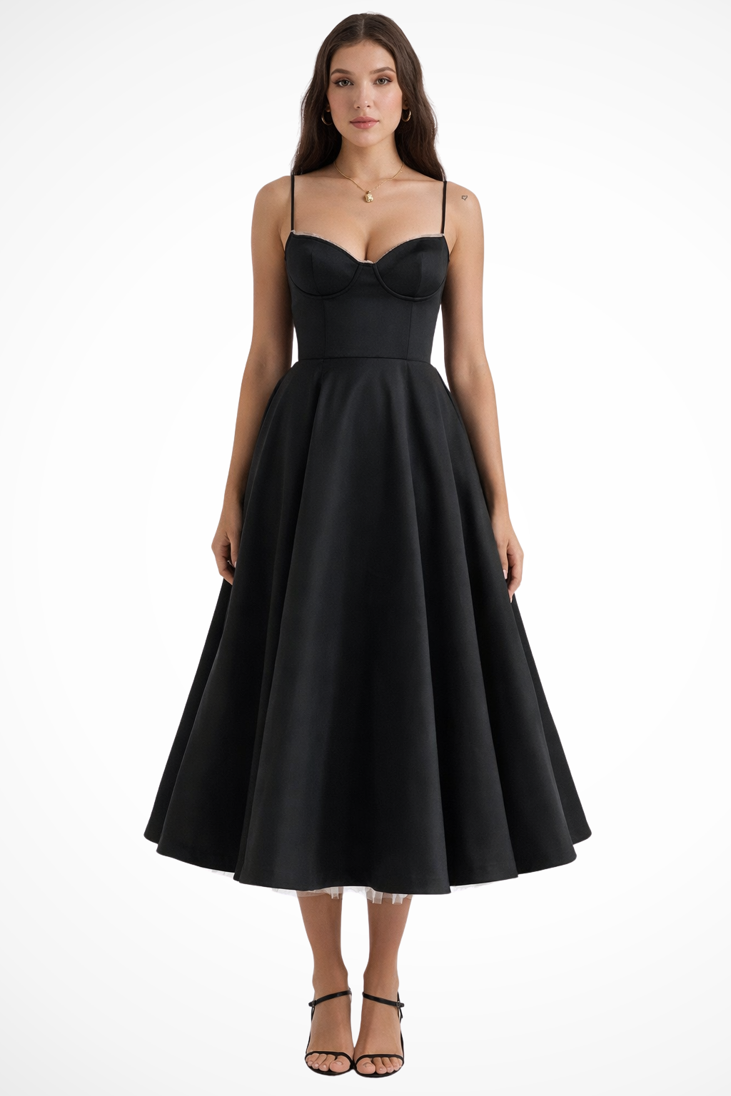 Women Corset Wedding-Guest Midi Dress – Modern Everyday Look – Red – 2XL