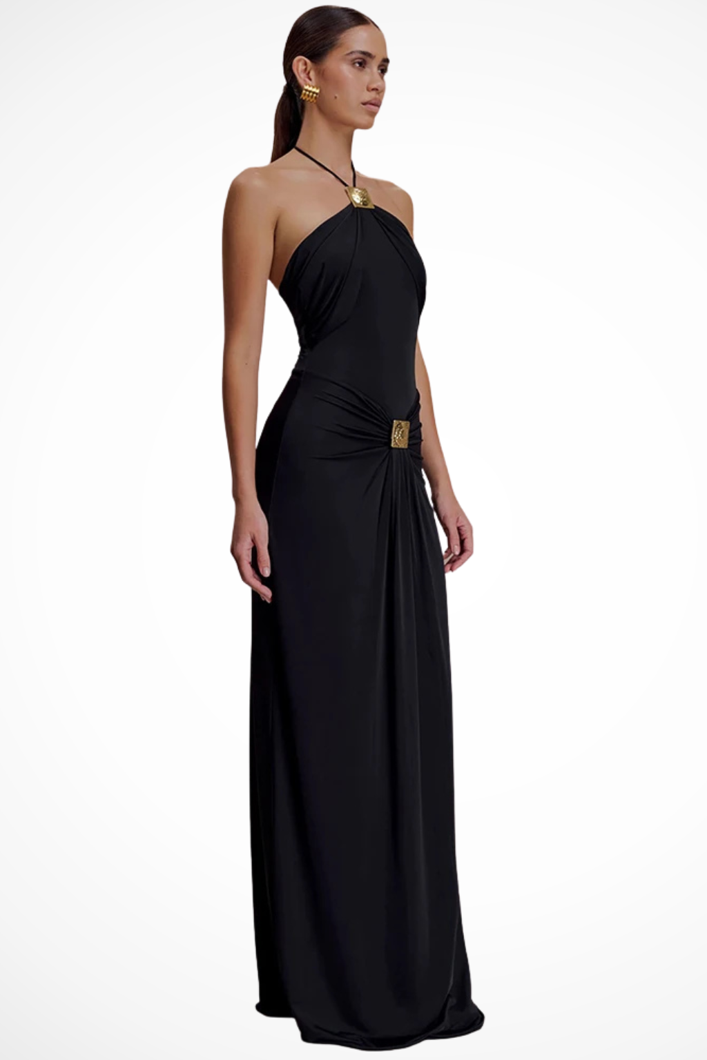 Women Halter Neck Backless Summer Wedding-Guest Maxi Dress – Modern Everyday Look – White – S