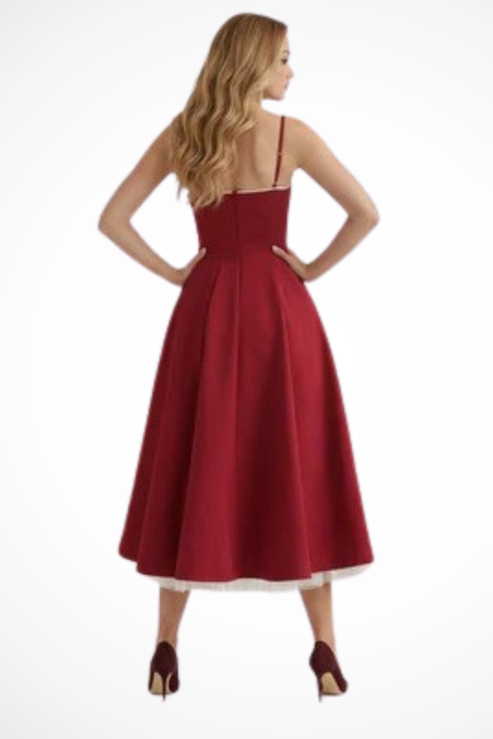 Women Corset Wedding-Guest Midi Dress – Modern Everyday Look – Forest Green – XS