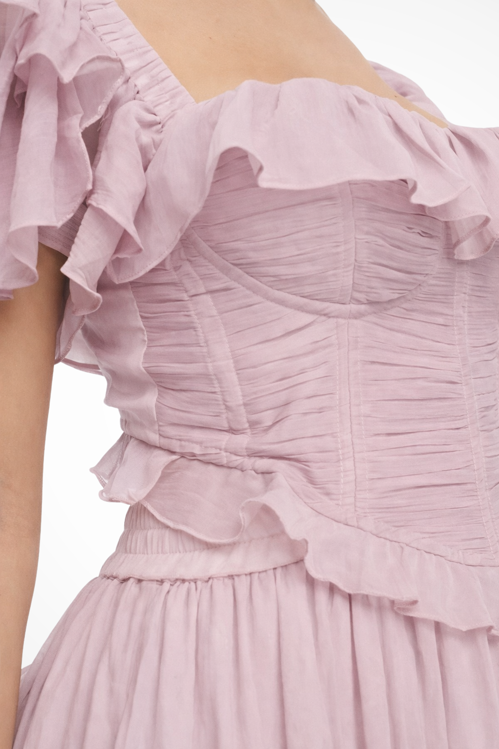 Women Chiffon Ruffle Tiered Race Day Maxi Dress – Modern Everyday Look – Pink – L