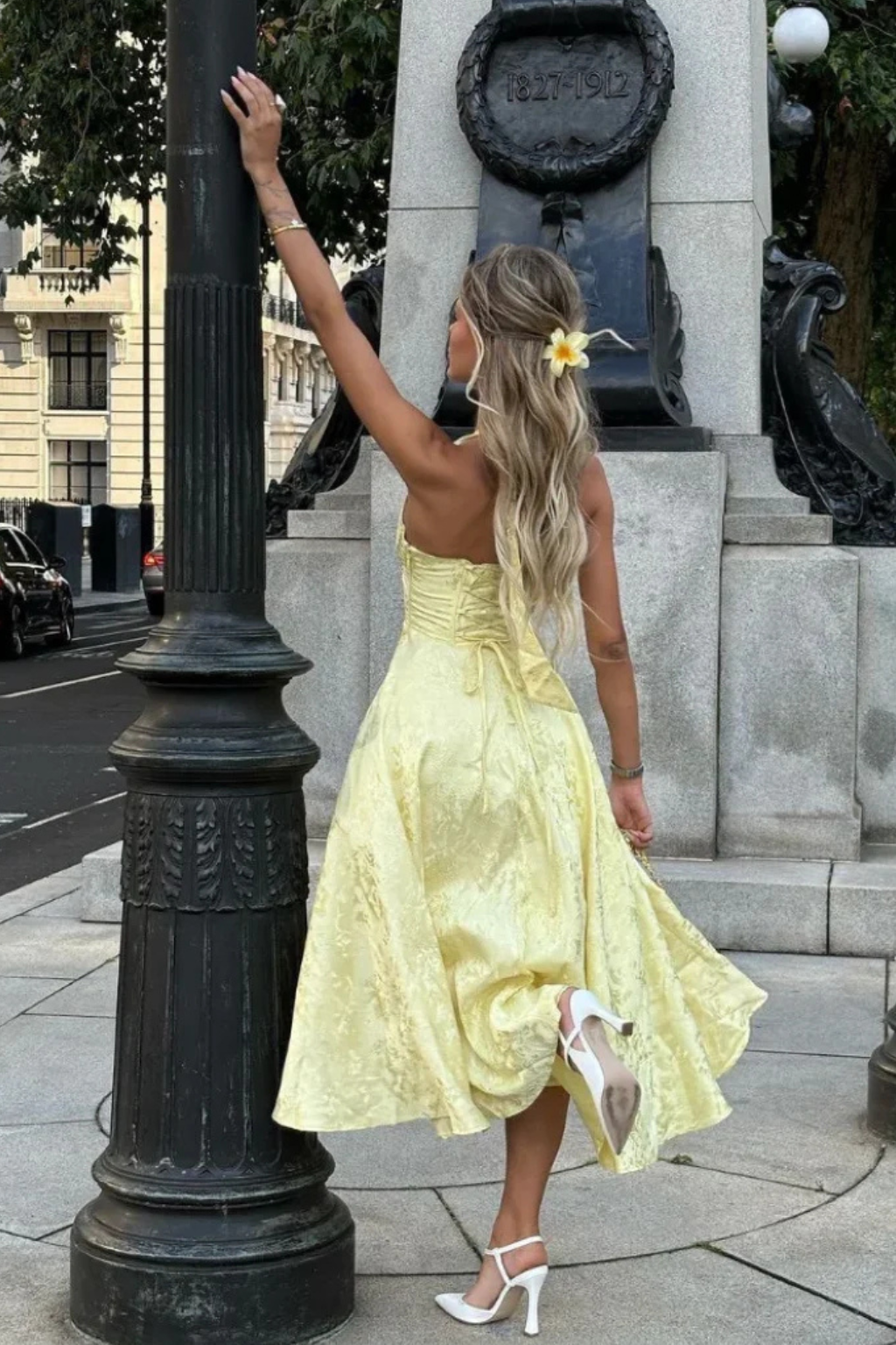 Women Halter Neck Backless Corset Summer Wedding-Guest Midi Dress – Modern Everyday Look – Pink Long – XL