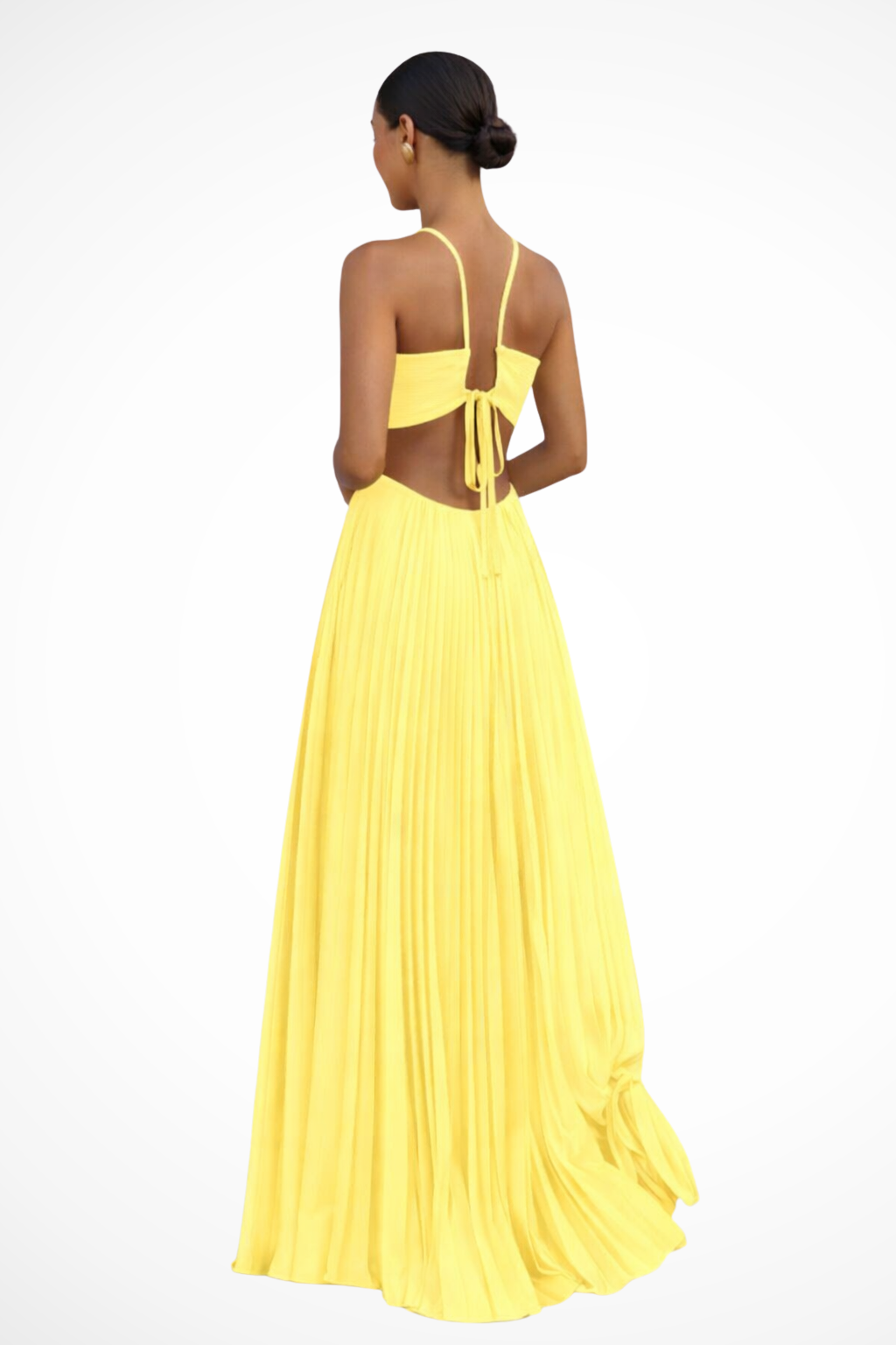 Women Halter Neck Backless Pleated Flowy Summer Maxi Dress – Modern Everyday Look – Blue – XS